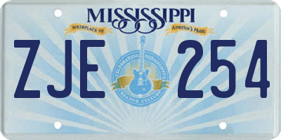 MS license plate ZJE254