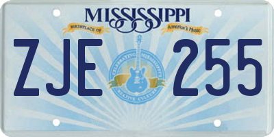 MS license plate ZJE255