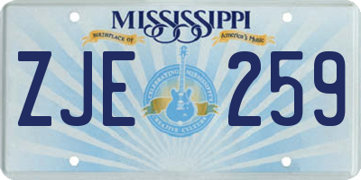 MS license plate ZJE259