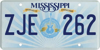 MS license plate ZJE262