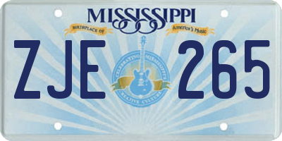 MS license plate ZJE265