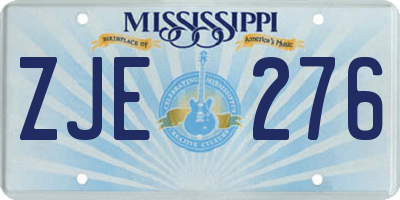 MS license plate ZJE276