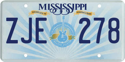 MS license plate ZJE278