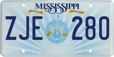 MS license plate ZJE280