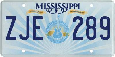 MS license plate ZJE289