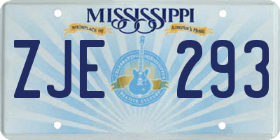 MS license plate ZJE293