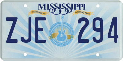 MS license plate ZJE294