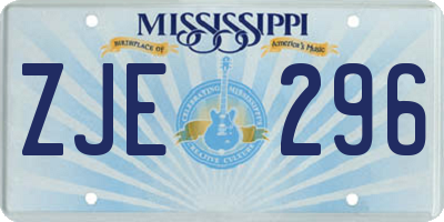 MS license plate ZJE296