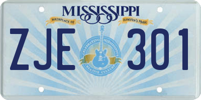 MS license plate ZJE301