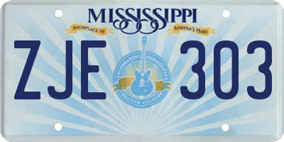 MS license plate ZJE303