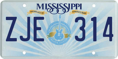 MS license plate ZJE314