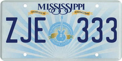 MS license plate ZJE333