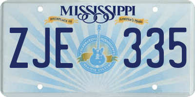 MS license plate ZJE335