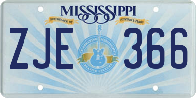 MS license plate ZJE366