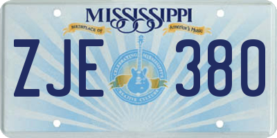 MS license plate ZJE380