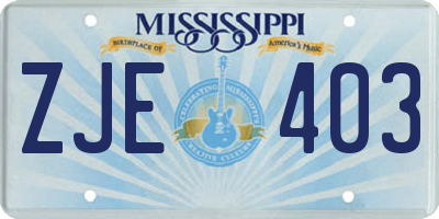 MS license plate ZJE403