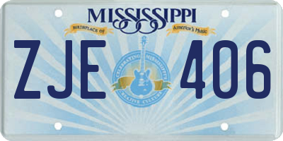 MS license plate ZJE406