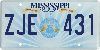 MS license plate ZJE431