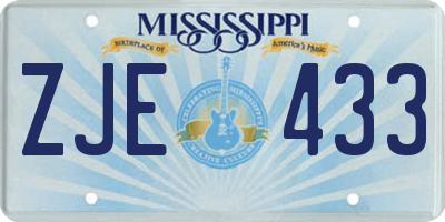 MS license plate ZJE433