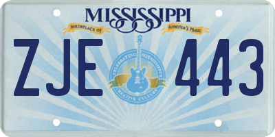 MS license plate ZJE443