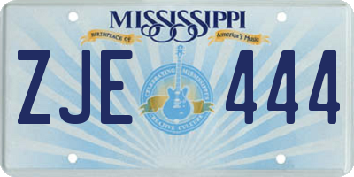 MS license plate ZJE444