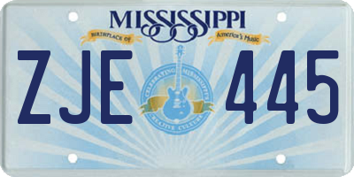 MS license plate ZJE445