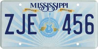 MS license plate ZJE456