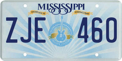 MS license plate ZJE460