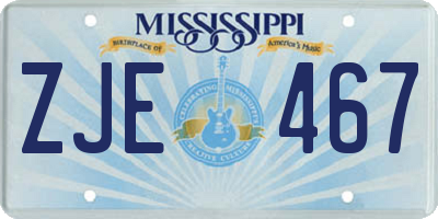 MS license plate ZJE467