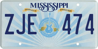 MS license plate ZJE474