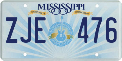 MS license plate ZJE476