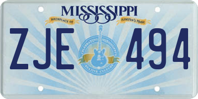 MS license plate ZJE494