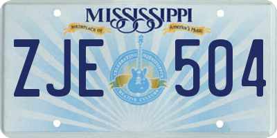 MS license plate ZJE504