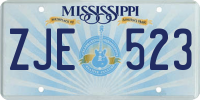 MS license plate ZJE523