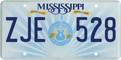 MS license plate ZJE528