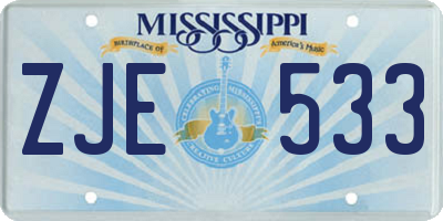 MS license plate ZJE533