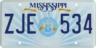 MS license plate ZJE534