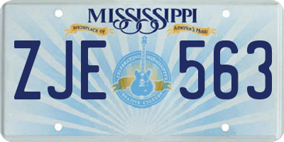 MS license plate ZJE563