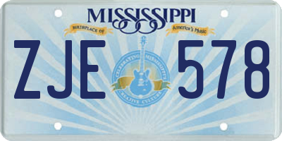 MS license plate ZJE578