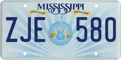 MS license plate ZJE580