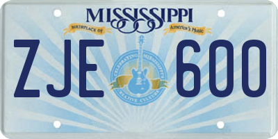 MS license plate ZJE600