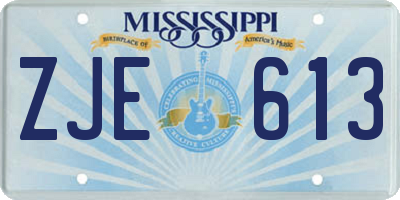 MS license plate ZJE613