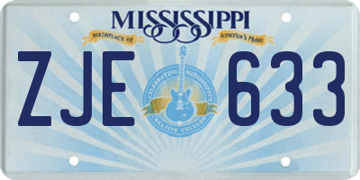 MS license plate ZJE633