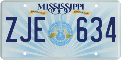 MS license plate ZJE634