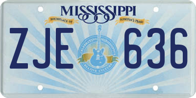 MS license plate ZJE636