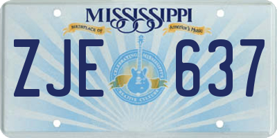 MS license plate ZJE637