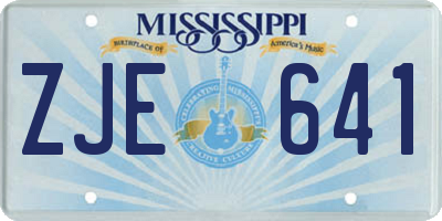 MS license plate ZJE641