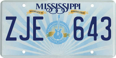 MS license plate ZJE643