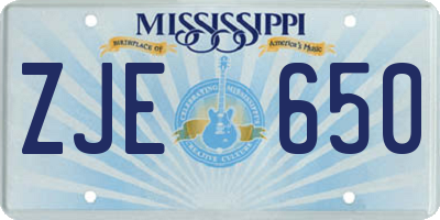 MS license plate ZJE650