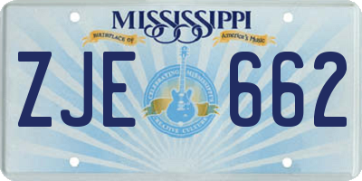 MS license plate ZJE662